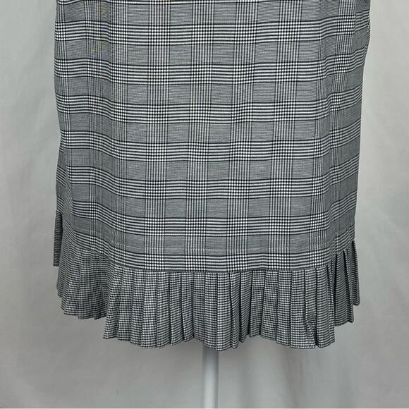 J Jill Black White Pleated Plaid Academia Office Career Top NWOT Size L - Picture 7 of 11